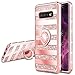 VEGO Galaxy S10 Plus (Not S10) Case Glitter with Ring Holder Kickstand for Women Girls Bling Diamond Rhinestone Sparkly Fashion Shiny Cute Protective Case for Galaxy S10 Plus (Stripe Rose Gold)