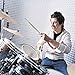 Augshy 3 Pairs 5A Hard Maple Wood Drum Sticks & 1 Pair Retractable Drum Wire Brushes with Storage Bag - Jazz, Folk, Rock Band Drummers & Beginners