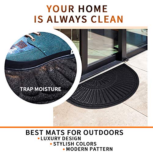 image for Mibao Half Round Door Mat, Non-Slip Welcome Entrance Way Rug, Durable 
