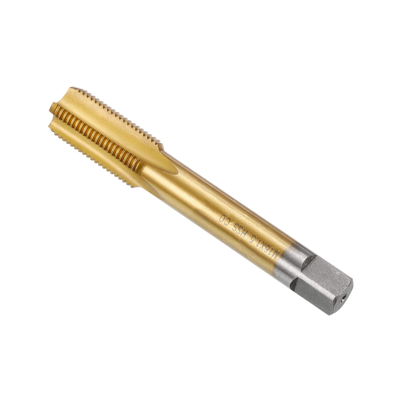 CoCud Thread Milling Taps, Metric M16 x 1.5 Thread, Titanium Coated Machine 4 Straight Flutes Screw Threading Tool - (Applications: for Tapping Drilling Machine), 1-Piece