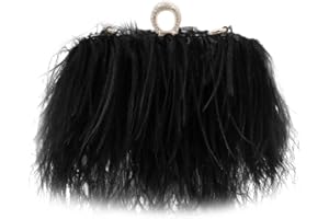 Women Natural Ostrich Feather Vintage Purse Evening Bag Glitter Purse Women's Evening Handbags Party Wedding
