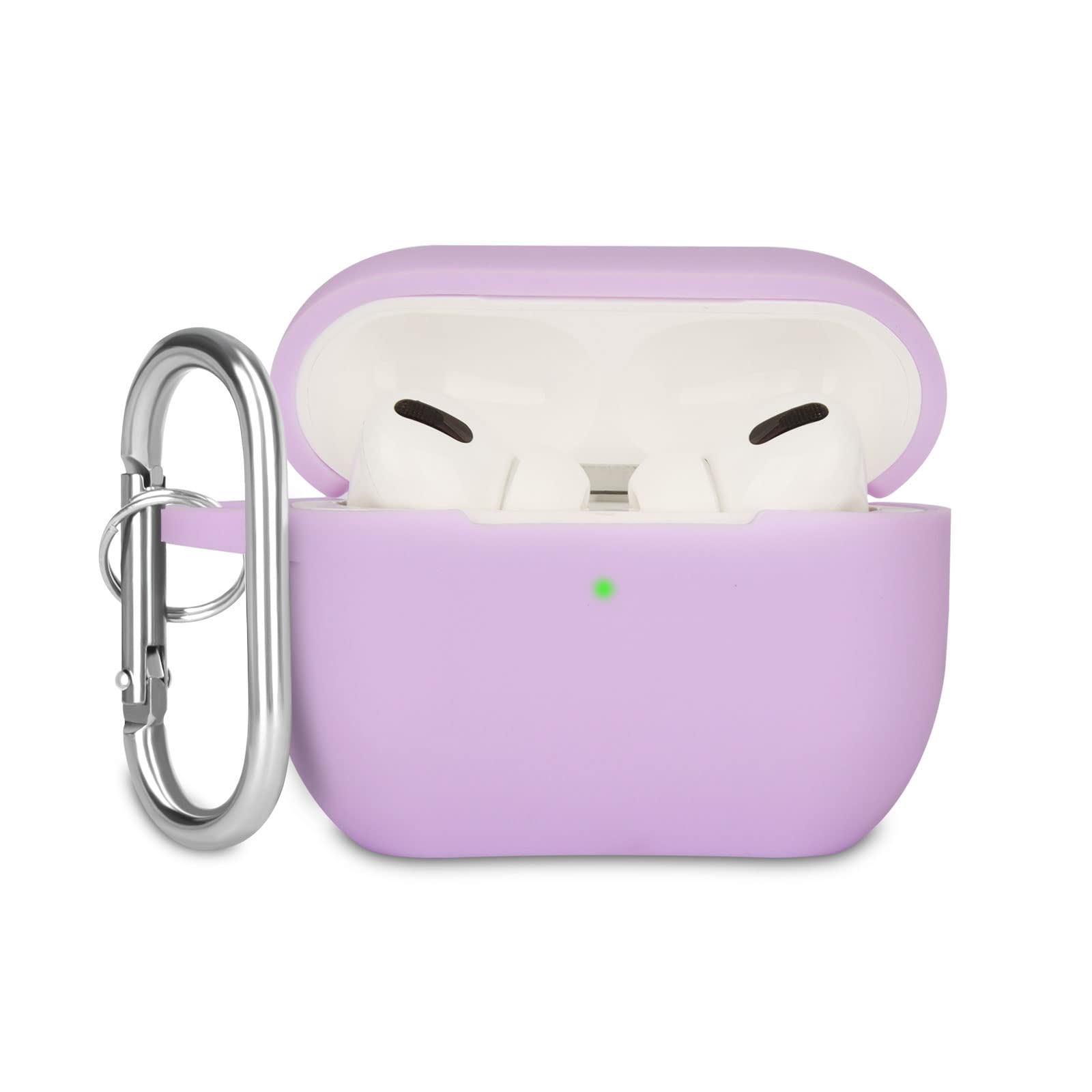 KOKOKA Case Cover Compatible with Airpods Pro, Soft Silicone Skin Case Cover Shock-Absorbing Protective Case for Airpods Pro 2019 with Carabiner, Front LED Visible, Light Purple — image 1