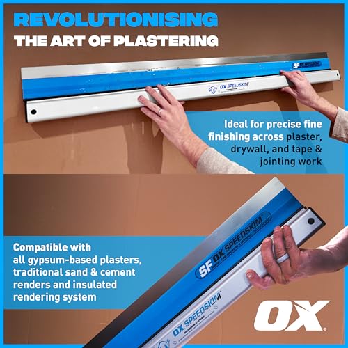 OX Speedskim Plaster Skimming Finishing Rule - SF 600mm I Stainless Steel Flex Blade & Extruded Aluminium Handle