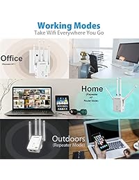 GALAWAY   Repetidor WiFi de 1200 Mbps con 4 antenas externas 2,4 GHz + 5 GHz de doble correa Mini amplificador de señal inalámbrica con puerto Ethernet compatible con 802.11ac a b g n estándar amplificador de alcance WiFi
