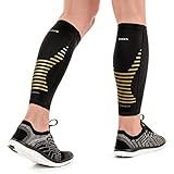 Mava Sports Calf Sleeves Compression (Pair), Leg Compression Calf Sleeve for Runners, for Men & Women, Unisex (Gold, Small)