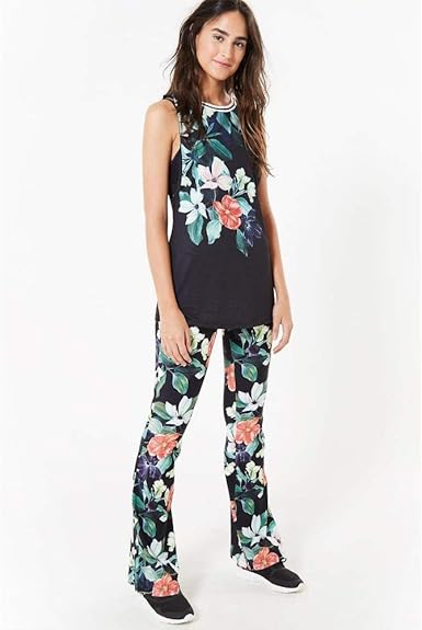 calça flare estampada floral