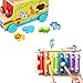 Musical Instruments Set, 3 In 1 Xylophone, Multifunctional Music Toys with 8 Colorful Keys, 6 Cute Animals and 4 Child-safe Wooden Mallets for Kids, by Miric