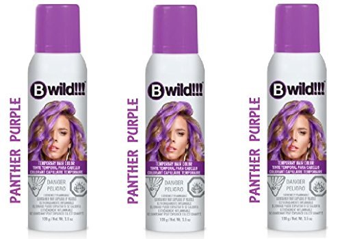 Jerome Russell B Wild Temporary Hair Color Spray 3.5oz (Set of 3, Panther Purple)