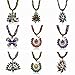 VTG Lady Peacock Butterfly Resin Crystal Waved Chain Bib Pendant Necklace