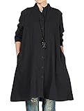 Mordenmiss Women's New Cotton Linen Full Front Buttons Jacket Outfit with Pockets
