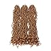 3 Packs Faux Locs Crochet Hair 20 Inch Wavy Curly Goddess Locs Crochet Hair Braiding Hair with Curly Ends Pre Looped Goddess Faux Locs crochet hair for Black Women Soft Locs Hair Extension(27#)