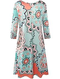 Melynnco vestido de túnica con estampado floral de manga 3 4 para mujer