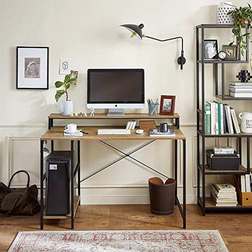 LINSY HOME Computer Desk with Monitor Stand, 47 Inch Study Writing PC Laptop Table for Home Office - Image 3