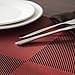 Top Finel Placemats for Dining Table,Plastic Christmas Table Mats Set of 4,Square Plaid Placemats,Red