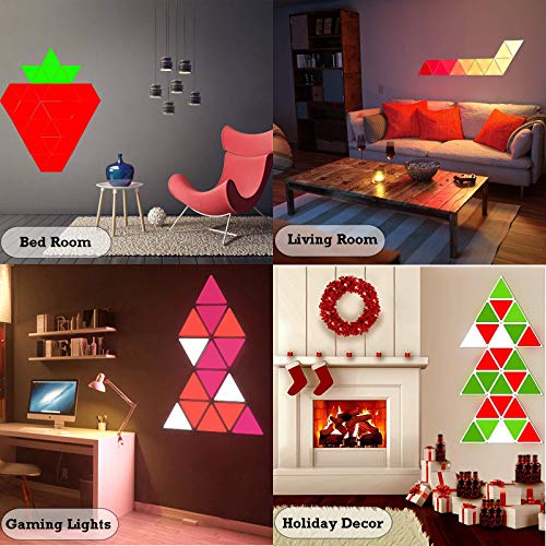 Triangle Wall Lights Gaming Setup, Smart LED Gaming Light Panels RGBW with Remote Control, Touch