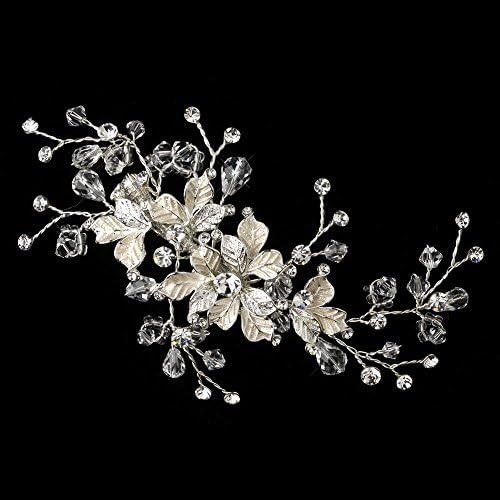 Nancy Elegant Vine Swarovski Crystal Bead, Rondelle &amp; Rhinestone Ivory Vine Wedding Bridal Hair Clip