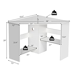 Tangkula White Corner Desk - 90 Degrees Triangle