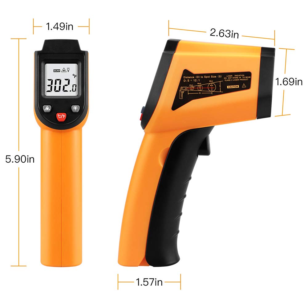 Digital Infrared Thermometer Laser Temperature Gun Non-Contact 50°C to 400°C(-58°F to 752°F)