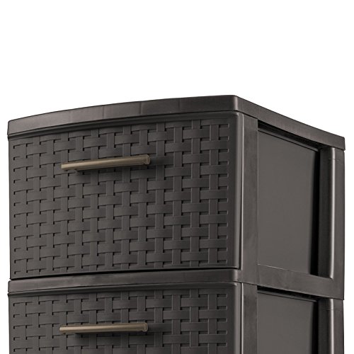 Sterilite 3 Drawer Wicker Weave Decorative Storage Tower Import