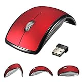 Blansdi 2.4GHz USB Wireless Cordless Optical Mouse Mice For PC Laptop (.Red Foldable)