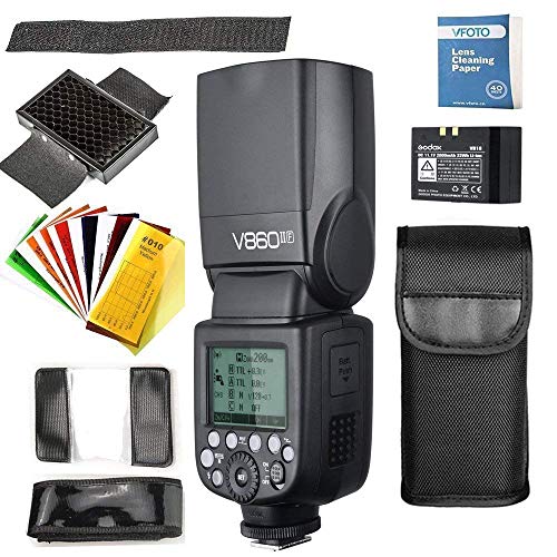Godox V860II-F TTL Flash pour Fuji FUJIFILM Speedlite, 2.4G HSS Haute Vitesse 1/8000s Appareil Photo avec Haute Performance pour Fuji Fujifilm X-Pro2 X-T20 X-T2 X-Pro1X-T10 X-E1X-A3 X100F X100T etc