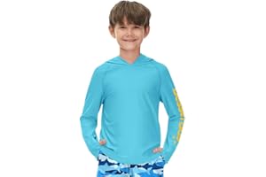 BesserBay Boys Sun Protection Hooded Long Sleeve Rashguard Shirt 1-14 Years