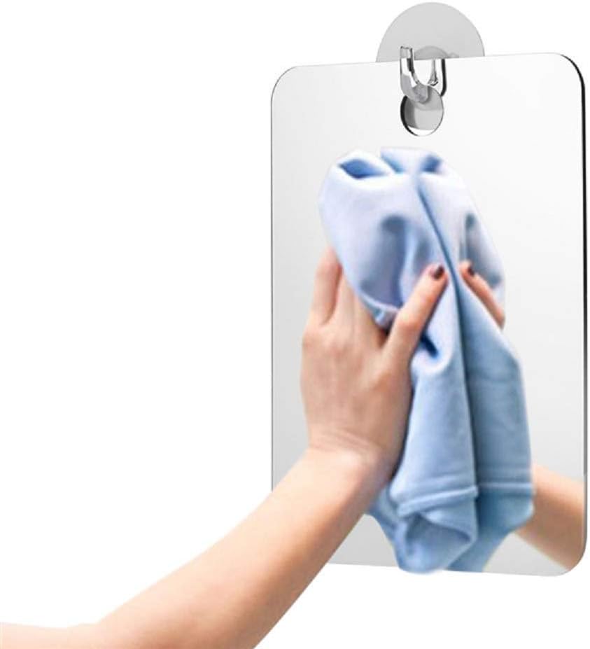 Q-BICS Fog Free Shower Shaving Mirror Rectangular and Round Shapes Set of 2 Just Hang On Wall Unbreakable Portable Traveling Shaving Mirror: Furniture & Decor