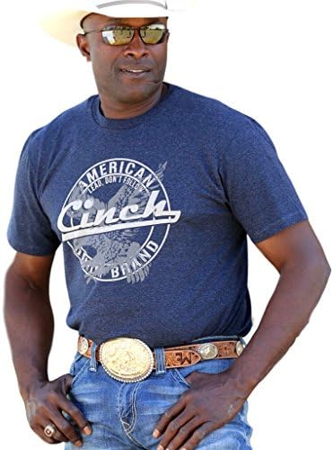 Cinch Apparel Mens /Tan Logo tee M Blue