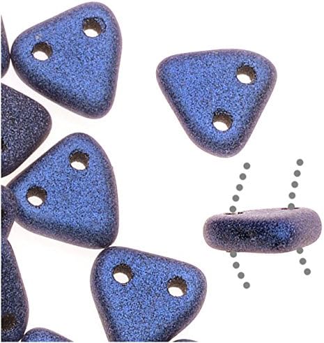 CzechMates 2-Hole Triangle Beads 6mm - Blue Metallic Suede (10 Gram Tube)