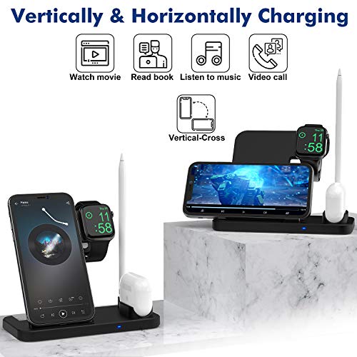 Wireless Charger, POWLAKEN 4 in 1 Wireless Charging Station for Apple Watch, Airpods, Magnetic 10W Wireless Fast Charging Stand for iPhone 11/11 Pro Max/X/XS/XR/Xs Max/8/8 Plus and Other Qi Phones - Thumbnail 4