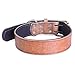 Moonpet Soft Padded Real Genuine Leather Dog Collar-Best Full Grain Heavy Duty Dog Collar-Durable Strong Adjustable for Small Medium Large X-Large Male Female Dogs Training-Light Brown 17.2-22''