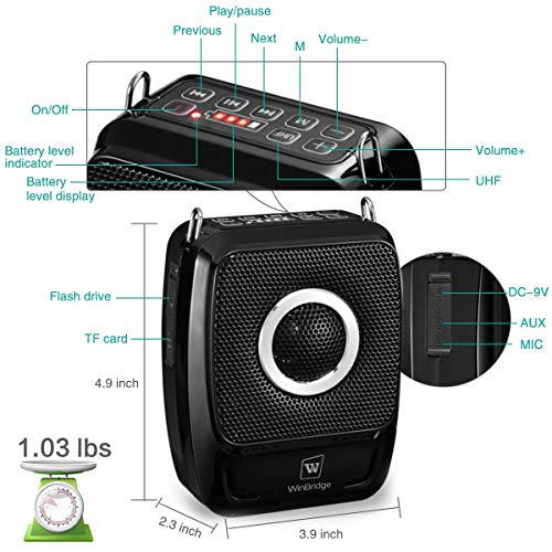 Voice Amplifier with 2 Wireless Microphones, 5.0 Bluetooth Wireless