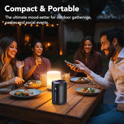 aowoka Portable Wireless Bluetooth Speaker with LED Light, Smart Digital Screen+Smart EQ, Bluetooth 5.4, Powerful Bass, IPX7 Waterproof, Speaker for Travel/Sport/Party/Bike