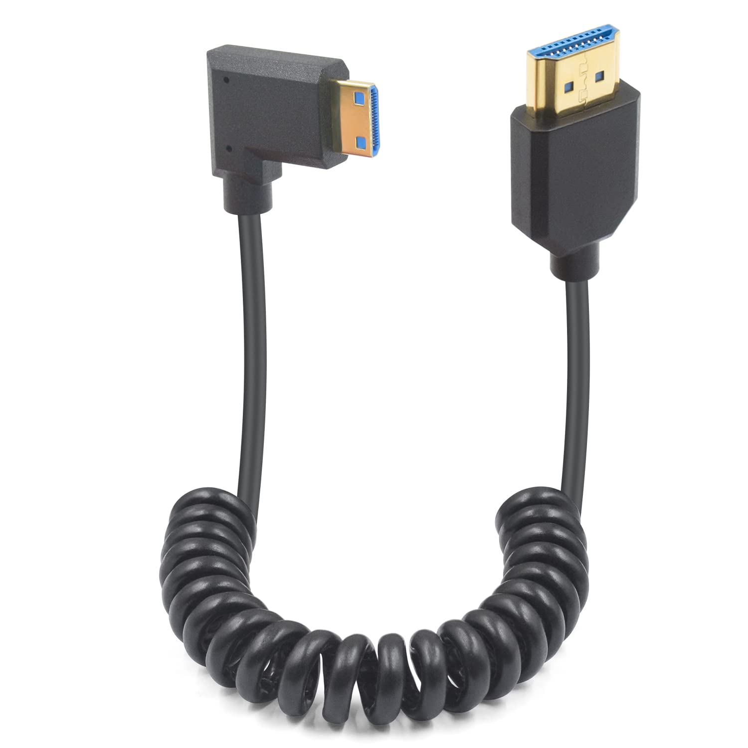 Duttek Mini Hdmi to Hdmi 2.1 Coiled Cable 1.2m,Extreme Thin HDMI Male to Male Extender Coiled Cable Hdmi 2.1,Supports 8K@60Hz, 4K@120Hz, Compatible for Camera,Camcorder, Tablet Graphics, Laptop(Right)