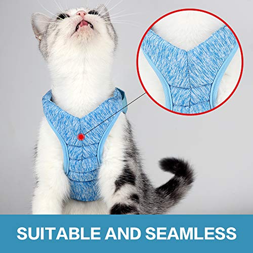 Kitten Cat Harness and Leash Set Ultra-Light Kitten Collar Soft and Comfortable Cat Walking Jacket with Running Cushioning and Anti-Escape Suitable for Puppies Rabbits with Cationic Fabric (M, Blue)