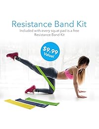 Wellivia - Almohadilla para sentadillas con banda de resistencia   Almohadilla para pesas para caderas, sentadillas y pulmones   Almohadilla de espuma