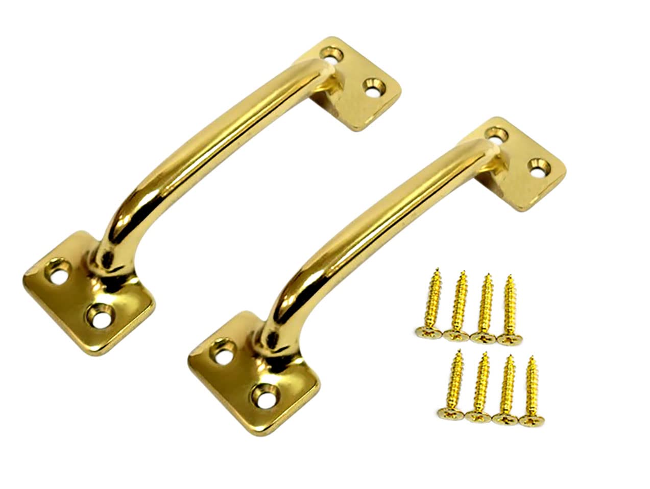 QCAA Soild Brass, 4-7/8",Heavier Sash Lift Pull, Traditional Type, Polish Brass, 2 Pack, Made in Taiwan