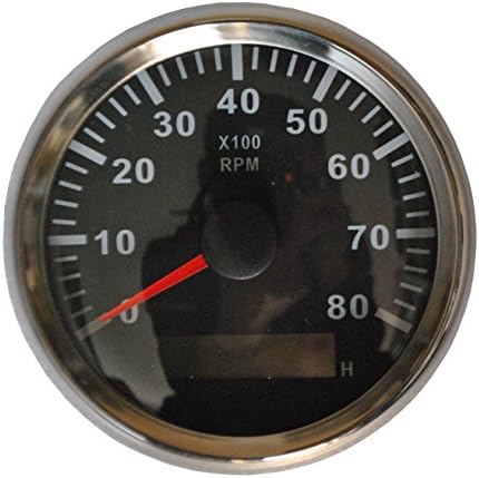 Chrome Bezle Black Car Boat Motorcycle Adjustable Universal Engine Tachometer REV Counter