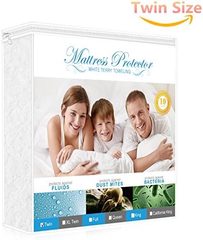 Benewell Waterproof Mattress Protector, Waterproof,Cotton Mattress Cover Encasement, Hypoallergenic,Dust Mite &amp; Bed Bug Resistant, Vinyl Free (Twin Size, White)