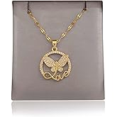 QNAVIC White Zircon Crystal Fantasy Butterfly Dainty Pendant Necklace for Girls & Women, Designer Gold Plated Chain Necklace, Love Letter Design Jewelry for Birthday Gift
