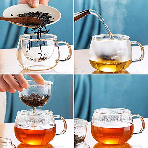 Teetasse aus Glas mit Teesieb, 340 ml, Borosilikatglasbecher, langlebig, hitzebeständig, geeignet für Tee, Getränke, Eiskaffee, 1 Stück (1er Pack) – Bild 7