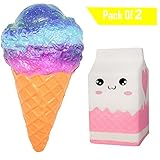 Squishies Desire Deluxe Jumbo Slow Rising Ice Cream Squishy Toys Prime Squishys Kawaii Milk Squishes Toy ( Pack 2)