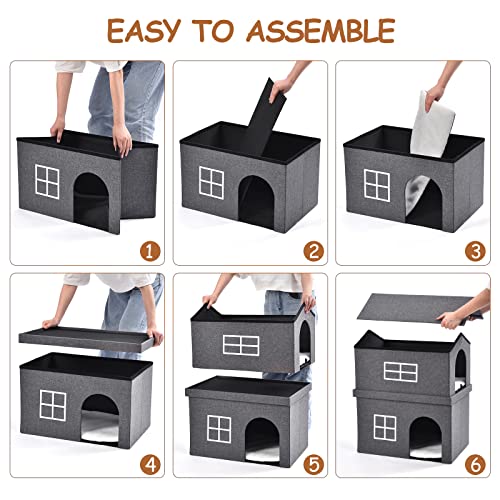 APEXCHASER 2Tier Cat House, Large Fabric Cubes for Pets Collapsible