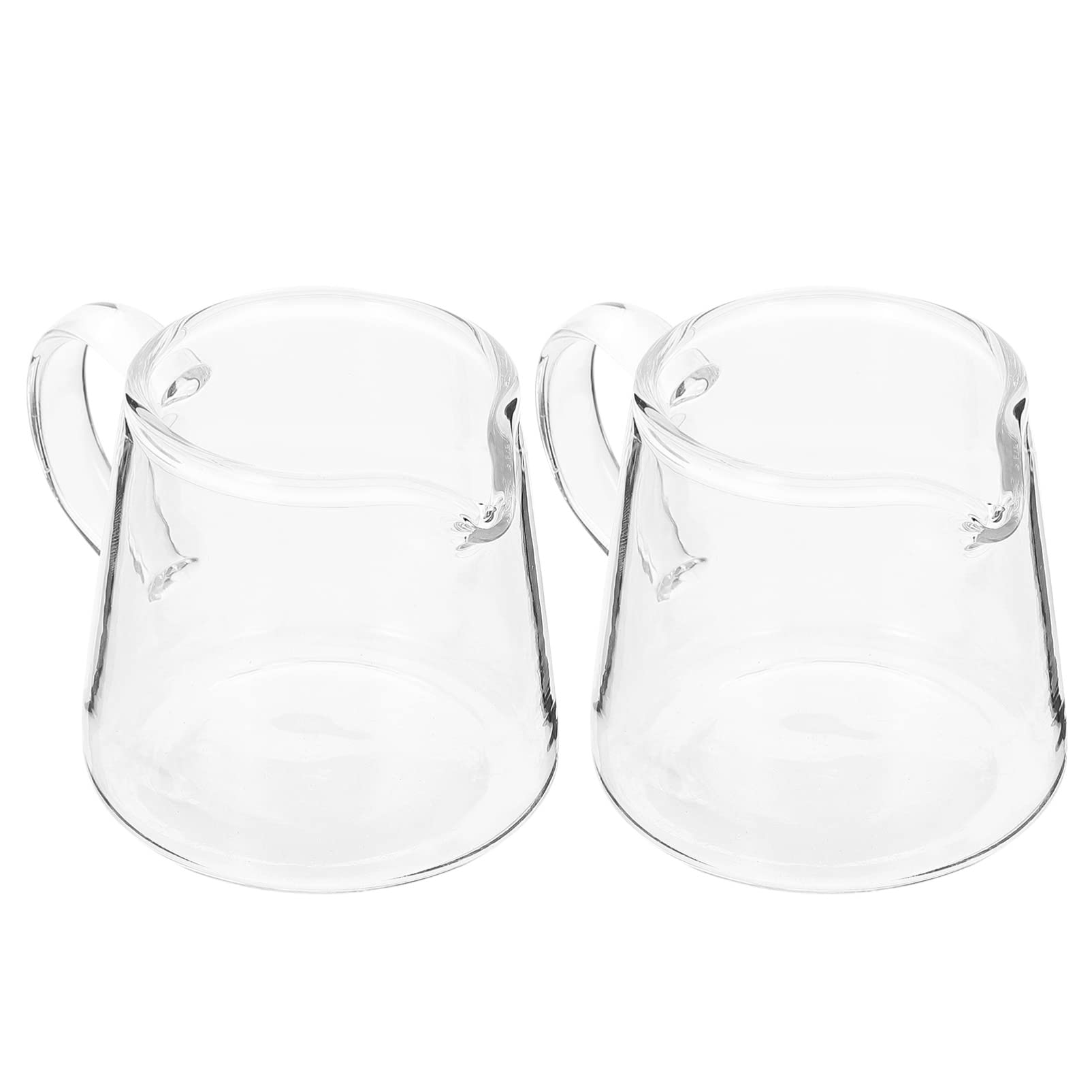 UPKOCH 2Pcs Glass Creamer Pitcher with Handles Milk Creamer Cup Jugs Clear Espresso Coffee Milk Pourer for Tea Maple Syrup Serving (120ml)