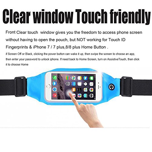 Waist Packs iBarbe Running Waist Pack Waterproof Fanny Pack Running Belt Two Security Pockets Exercise Band Fitness Pouch Universal Sports Waistband for Passport/card/wallet/cash/Phone(Black 1 Pack)