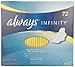 Always Infinity Unscented Pads with Wings, Regular Flow, 72 Count
