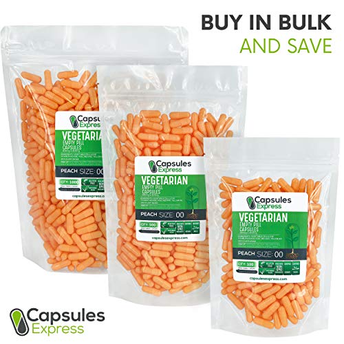 Capsules Express Size 00 Peach Empty Vegan Capsules Vegetarian/Vegetable Pill Capsule DIY