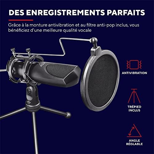 Mantis Micro Streaming USB, Microphone Professionel Gamer, Noir