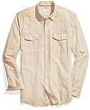 Amazon Brand - Goodthreads Men's Standard-Fit Long-Sleeve Linen and Cotton Blend Shirt, khaki, Medium