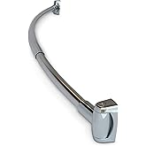 43-72 Inch Expandable Aluminum Curved Shower Curtain Rod Mounted Telescoping (Aluminum Color)